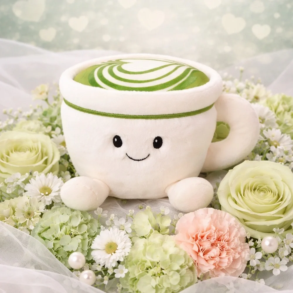 Cute Coffee and Matcha Plush Set